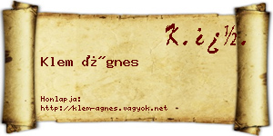 Klem Ágnes névjegykártya